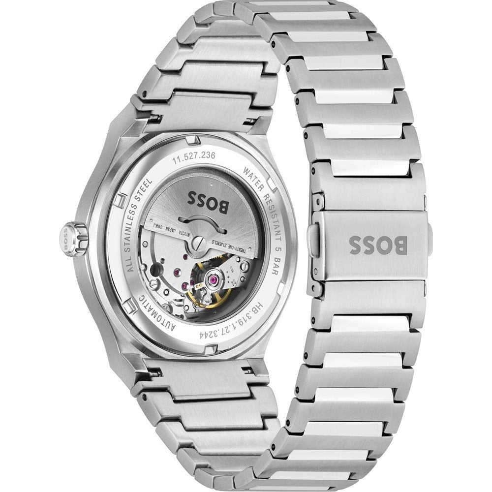 Hugo Boss Candor Automatic Black Dial Silver Steel Strap Watch for Men - 1514117