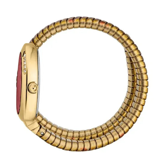 Just Cavalli Pelle Solo Snake Red Dial Three Tone Steel Strap Watch for Women - JC1L251M0045