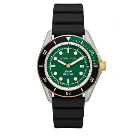 Shop Authentic Michael Kors Maritime Analog Green Dial Black Silicone Strap Watch for Men - MK9158 - Luxxuri