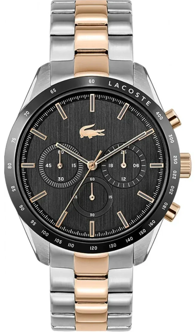 Lacoste Boston Gray Dial Two Tone Steel Strap Watch for Men - 2011112