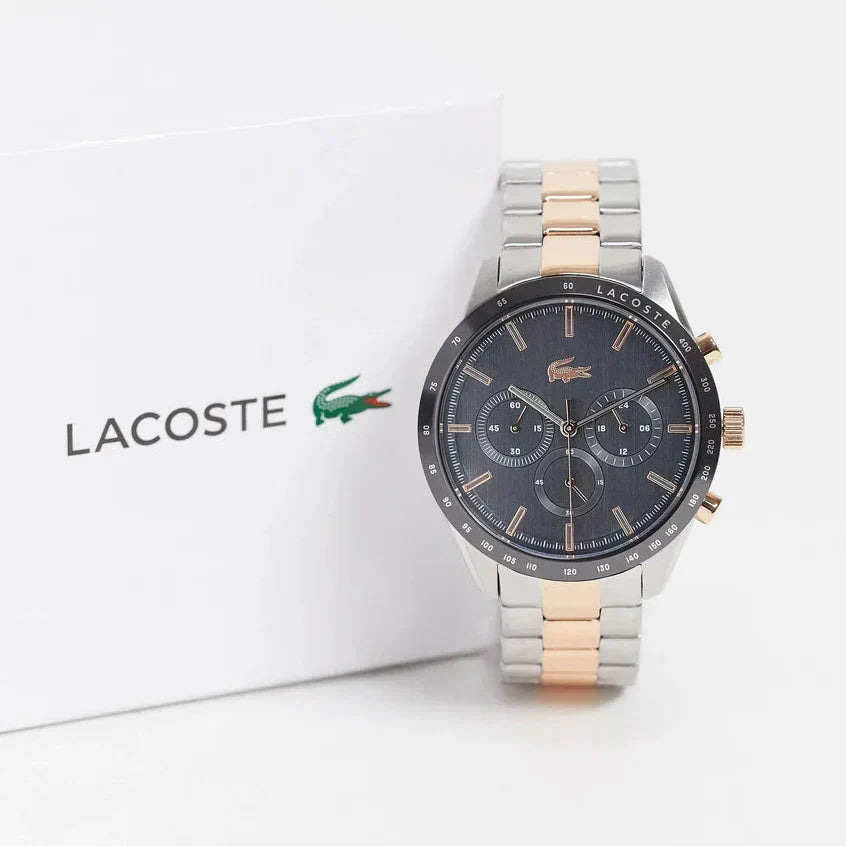 Lacoste Boston Gray Dial Two Tone Steel Strap Watch for Men - 2011112