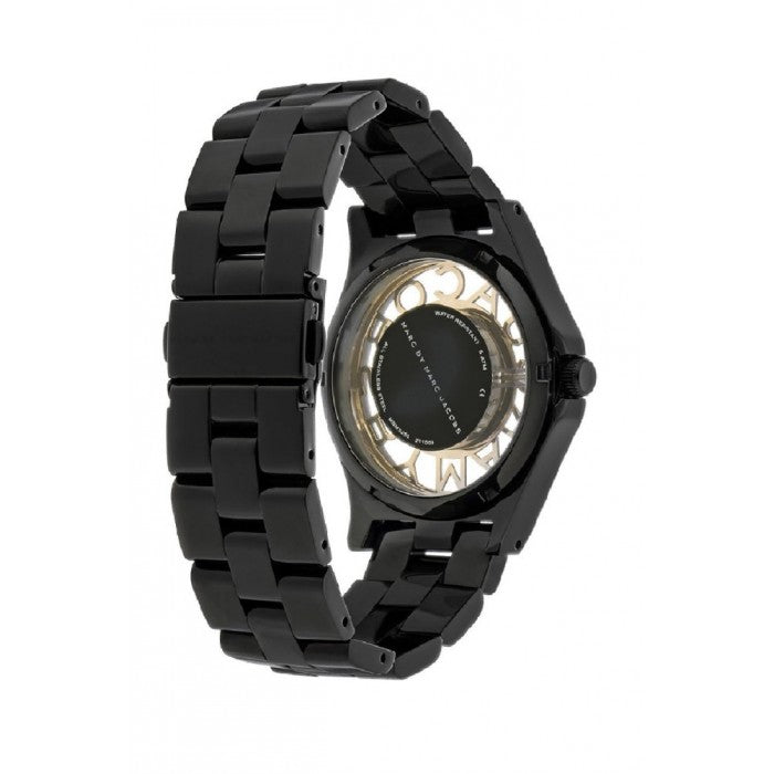 Marc Jacobs Henry Transparent Black Dial Black Steel Strap Watch for Women - MBM3255