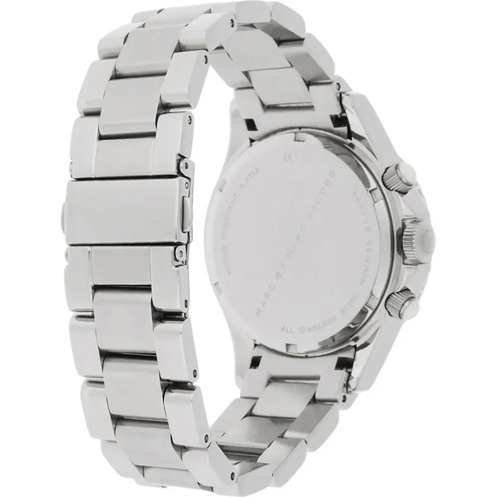 Marc Jacobs Marc Chronograph Silver Dial Silver Steel Strap Watch for Men - MBM3155