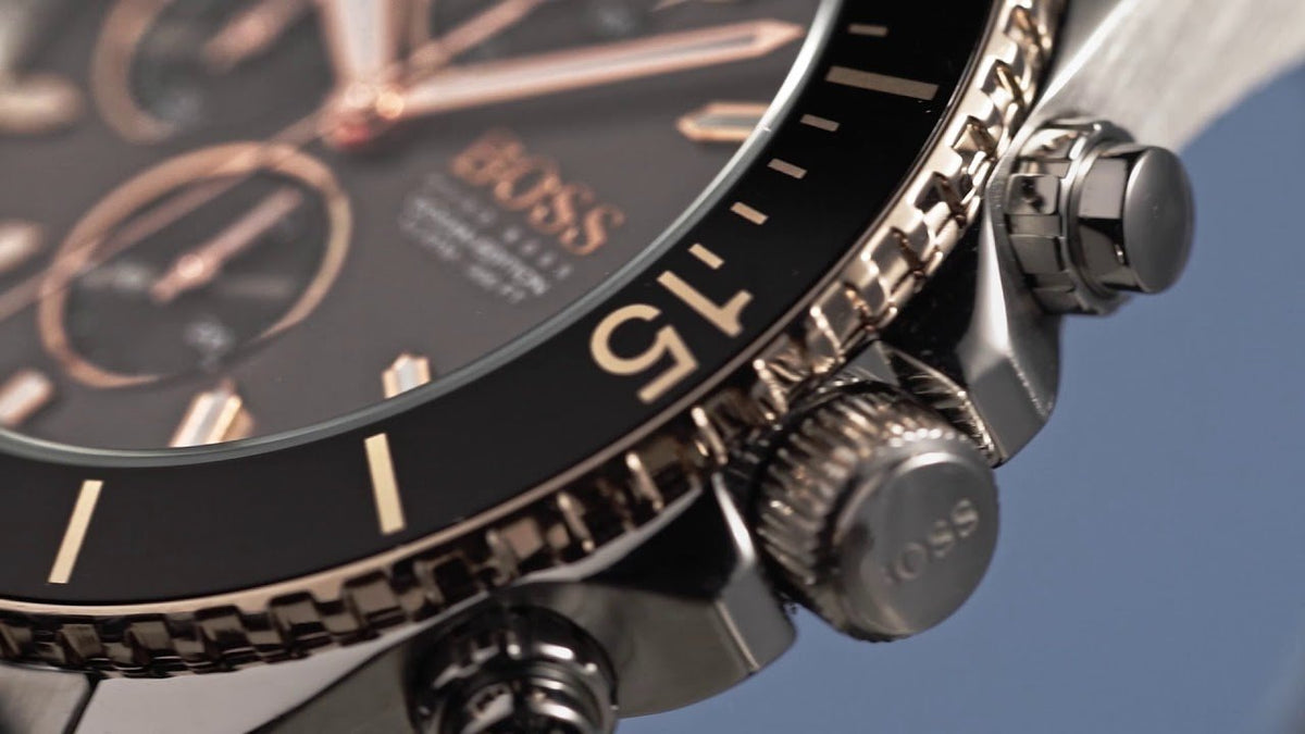 Hugo Boss Ocean Edition Chronograph Black Dial Two Tone Steel Strap Watch for Men - 1513705