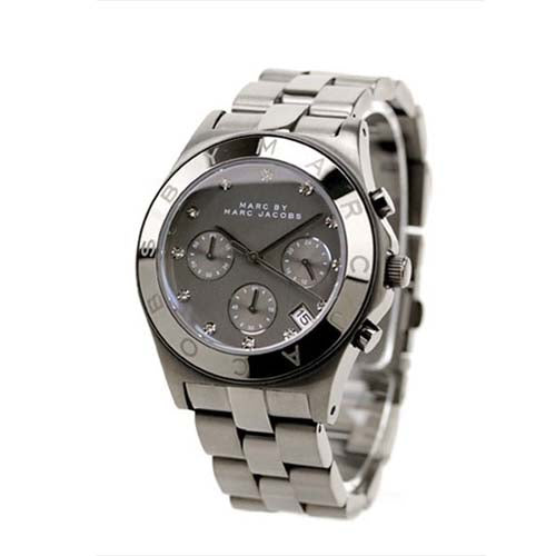 Marc Jacobs Blade Chronograph Black Dial Black Steel Strap Watch for Women - MBM3103