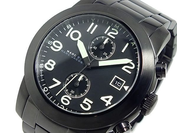 Marc Jacobs Larry Chronograph Black Dial Black Steel Strap Watch for Men - MBM5052