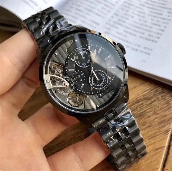 Fossil Townsman Mechanical Black Dial Black Steel Strap Watch for Men - ME1136