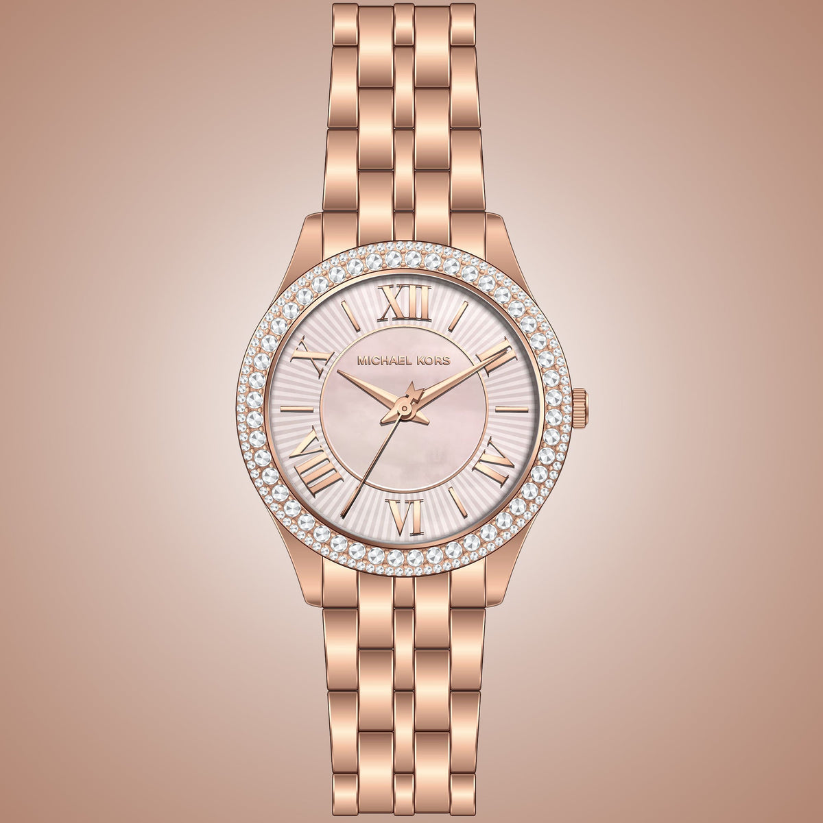 Michael Kors Harlowe Three-Hand Rose Gold Dial Rose Gold Steel Strap Watch for Women - MK4845