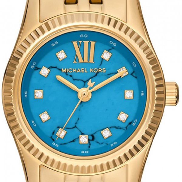 Shop Authentic Michael Kors Lexington Three Hand Blue Dial Gold Steel Strap Watch for Women - MK4813 - Luxxuri