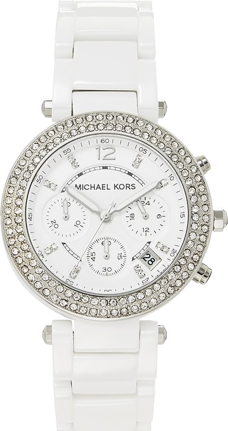 Michael Kors Parker White Dial White Leather Strap Watch for Women - MK5848