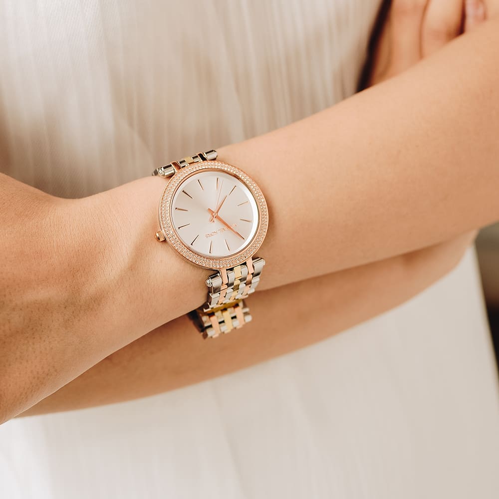 Michael Kors Darci Silver Dial Two Tone Stainless Steel Strap Watch for Women - MK3203