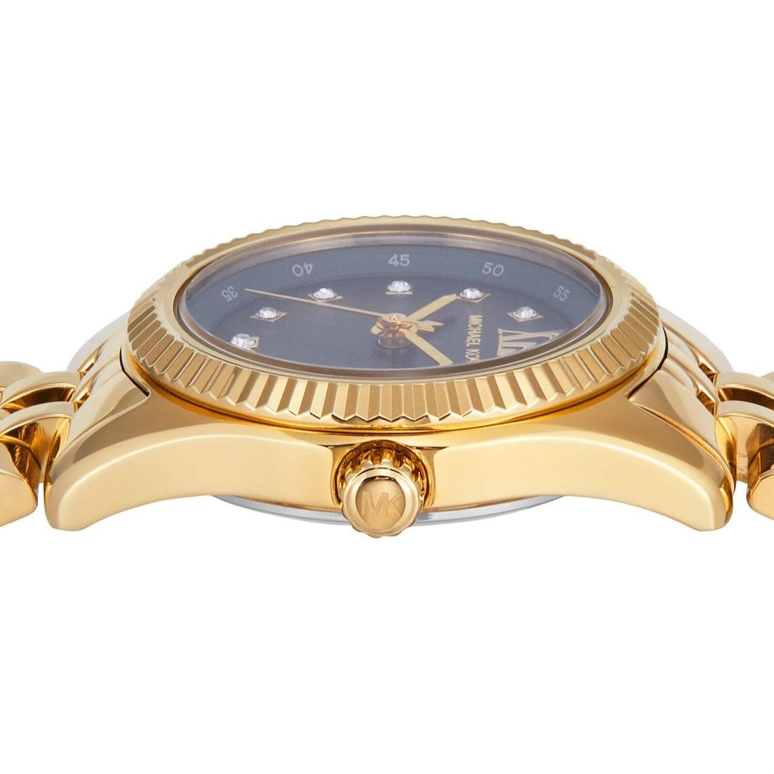 Michael Kors Lexington Pave Three-Hand Green Dial Gold Steel Strap Watch for Women - MK4842
