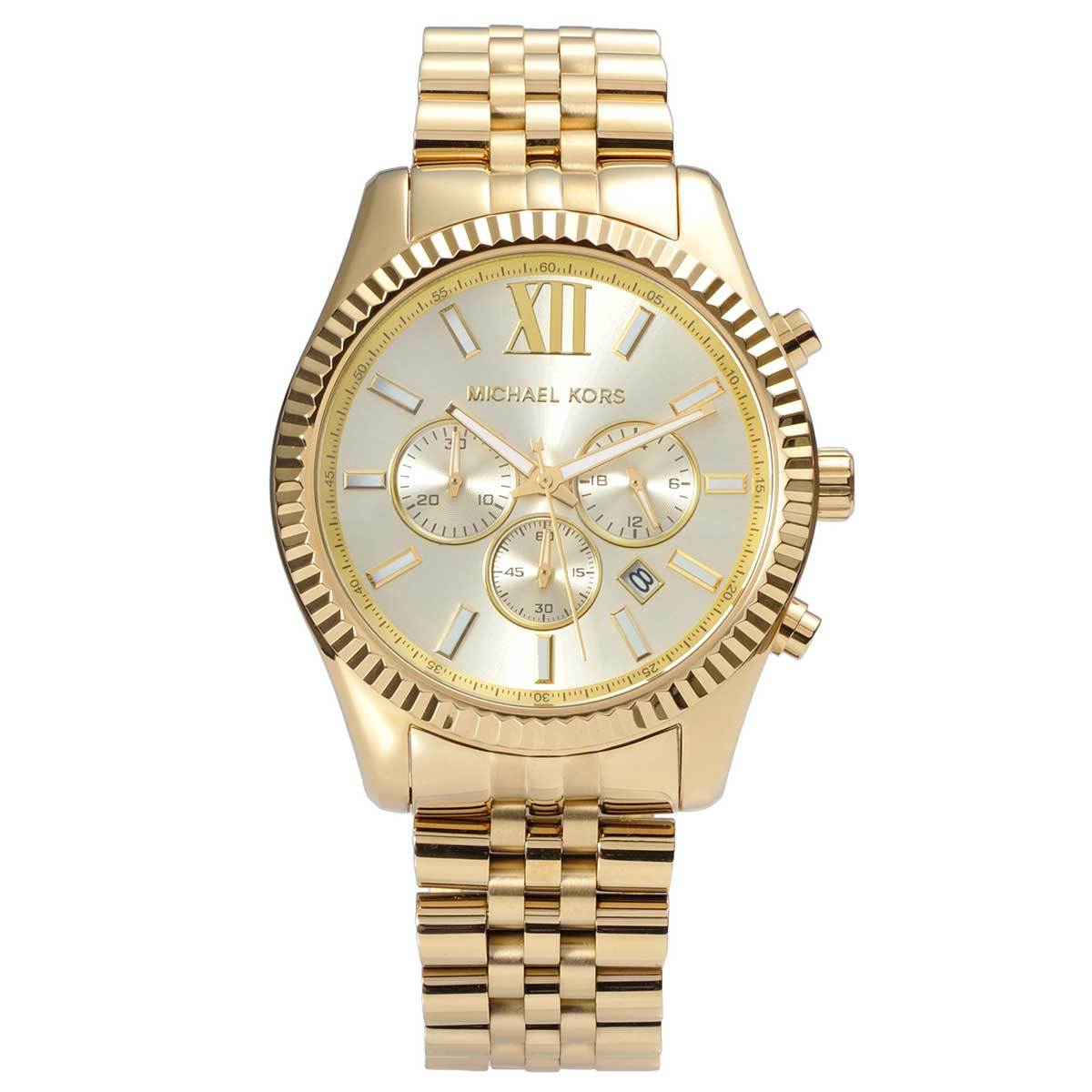 Shop Authentic Michael Kors Lexington Gold Dial Gold Steel Strap Watch for Men - MK8281 - Luxxuri