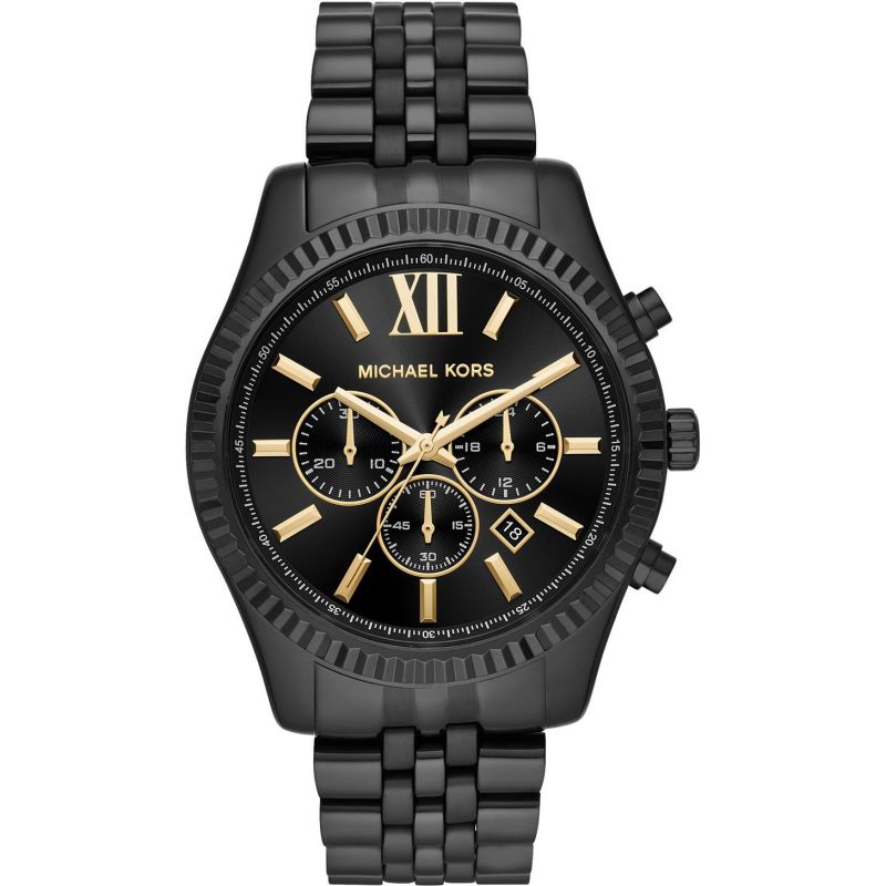 Shop Authentic Michael Kors Lexington Chronograph Black Dial Black Steel Strap Watch for Men - MK8603 - Luxxuri