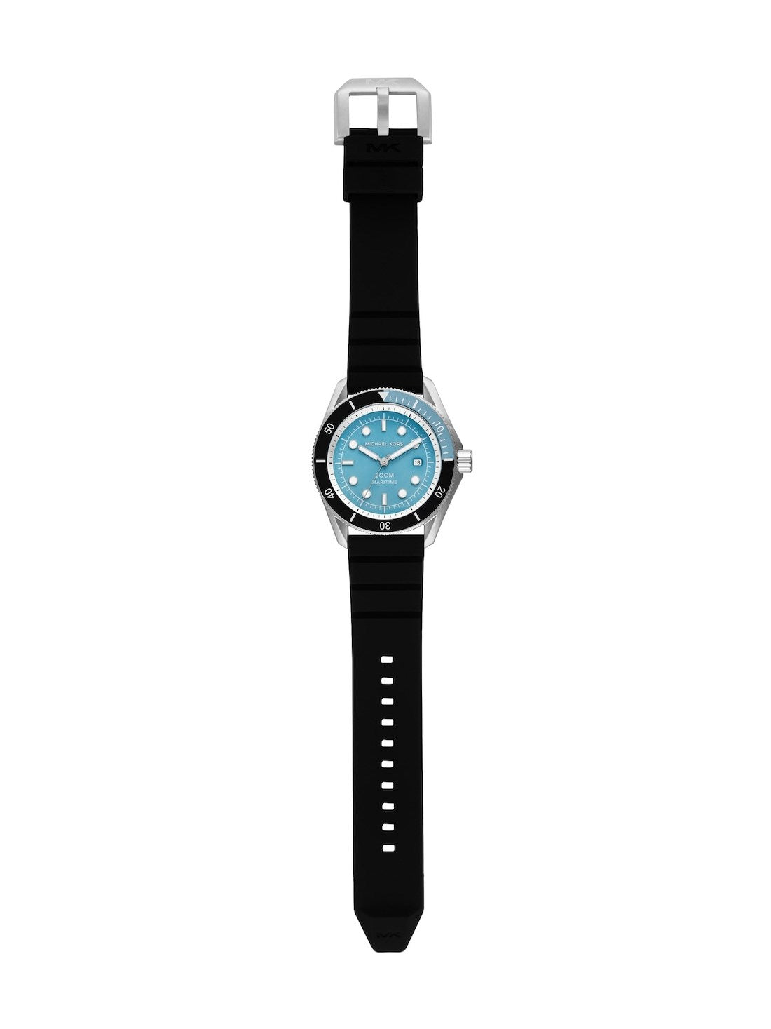 Shop Authentic Michael Kors Maritime Three Hand Blue Dial Black Silicone Strap Watch for Men - MK9167 - Luxxuri