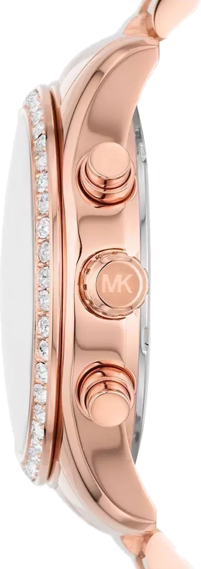 Michael Kors Lexington Chronograph Rose Gold Dial Rose Gold Steel Strap Watch for Women - MK7242