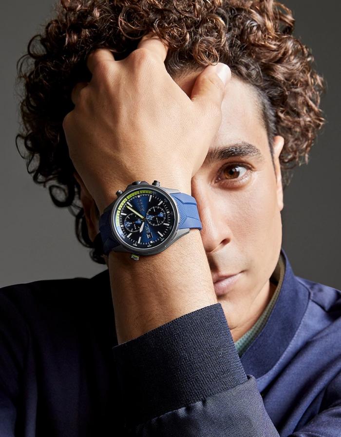 Hugo Boss Globetrotter Chronograph Blue Dial Blue Silicone Strap Watch for Men - 1513821