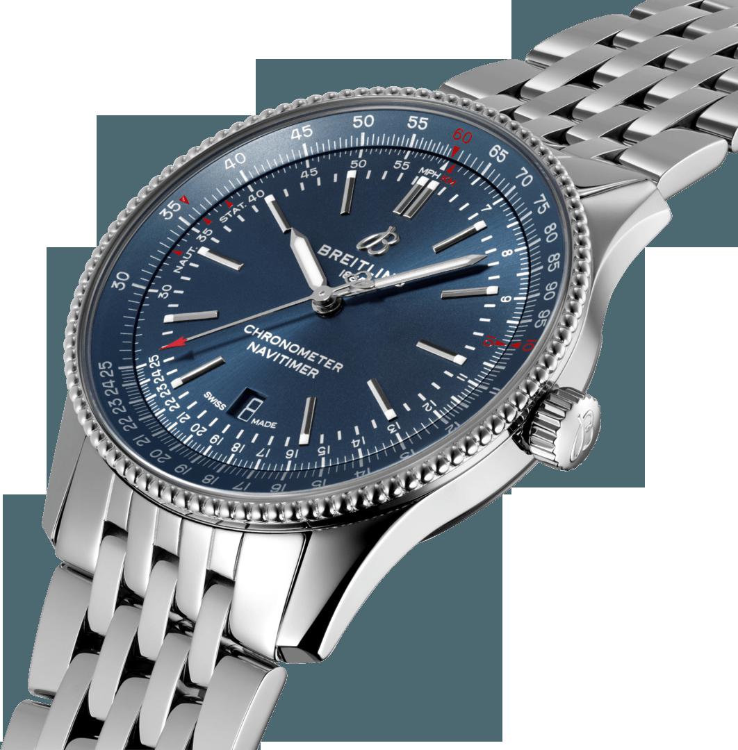 Breitling Navitimer Automatic 41mm Blue Dial Silver Steel Strap Watch for Men - A17326161C1A1