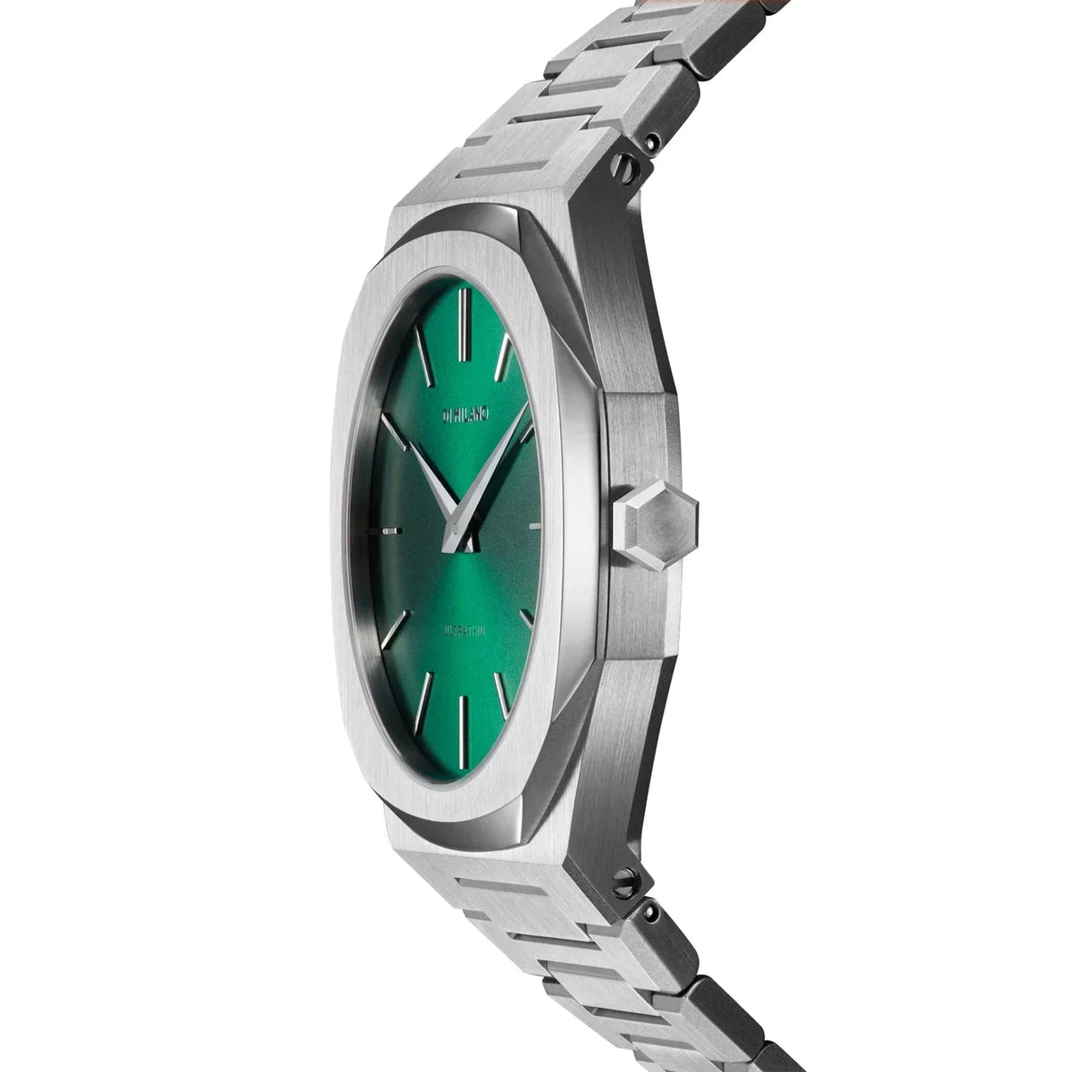 D1 Milano Ultra Thin Green Dial Silver Steel Strap Watch for Men - D1-UTBJ37