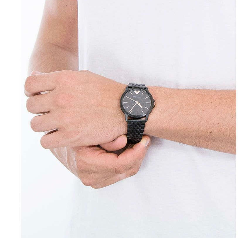 Emporio Armani Interchangeable Black Dial Black Steel Strap Watch For Men - AR80021