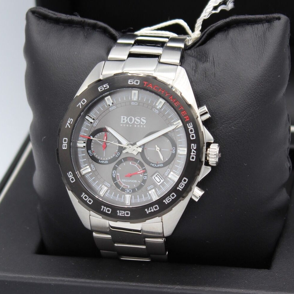 Hugo Boss Intensity Chronograph Black Dial Silver Steel Strap Watch For Men - 1513680