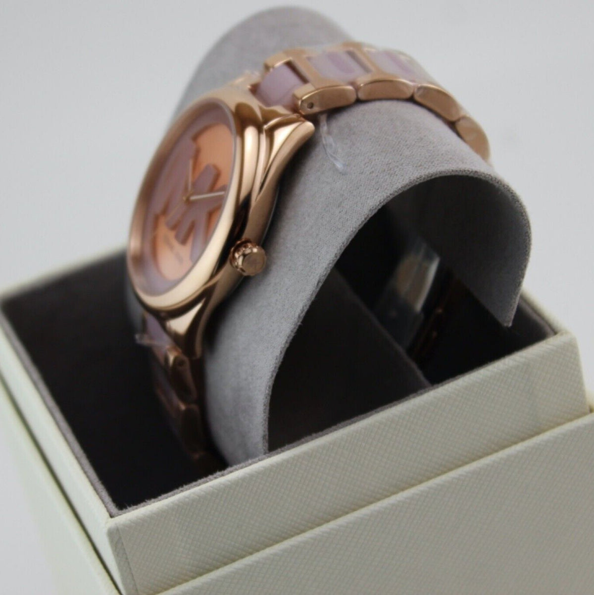 Michael Kors Janelle Three Hand Rose Gold Dial Two Tone Steel Strap Watch For Women - MK7135