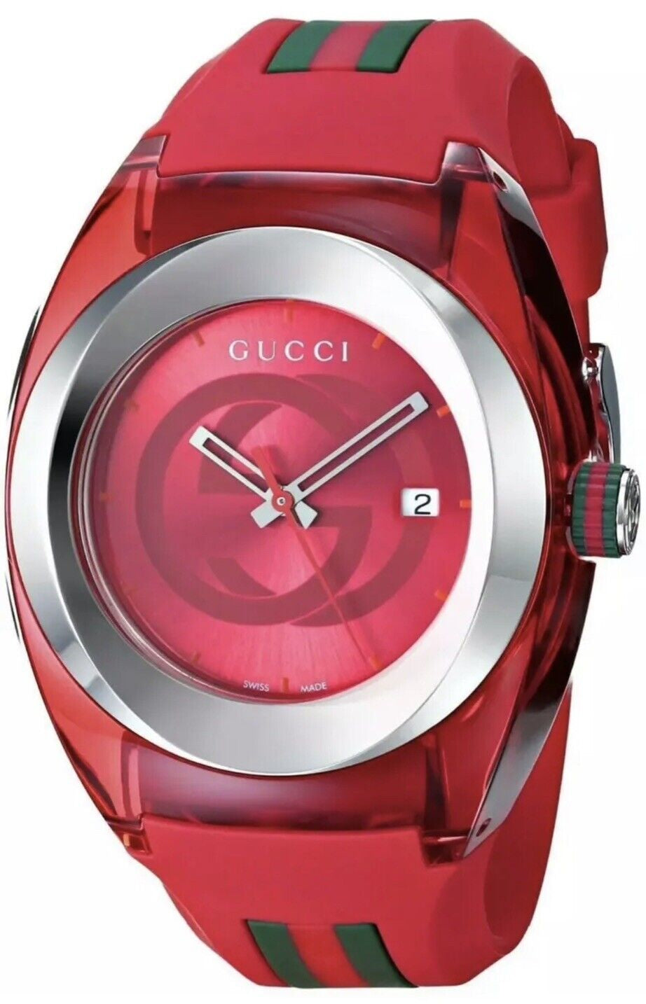 Shop Authentic Gucci Sync XXL Quartz Red Dial Red Rubber Strap Unisex Watch - YA137103 - Luxxuri
