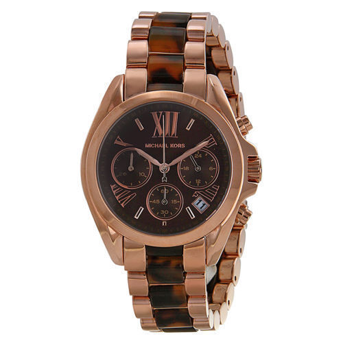 Shop Authentic Michael Kors Bradshaw Chronograph Brown Dial Two Tone Steel Strap Watch For Women - MK5944 - Luxxuri
