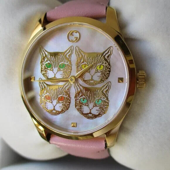 Gucci G Timeless Quartz Mother of Pearl Dial Pink Leather Strap Watch For Women - YA1264132