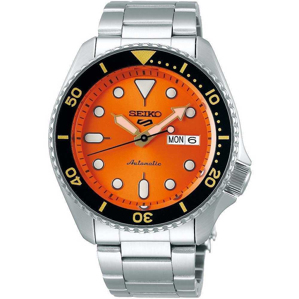 Shop Authentic Seiko 5 Sports GMT Automatic Orange Dial Silver Steel Strap Watch For Men - SSK005K1 - Luxxuri