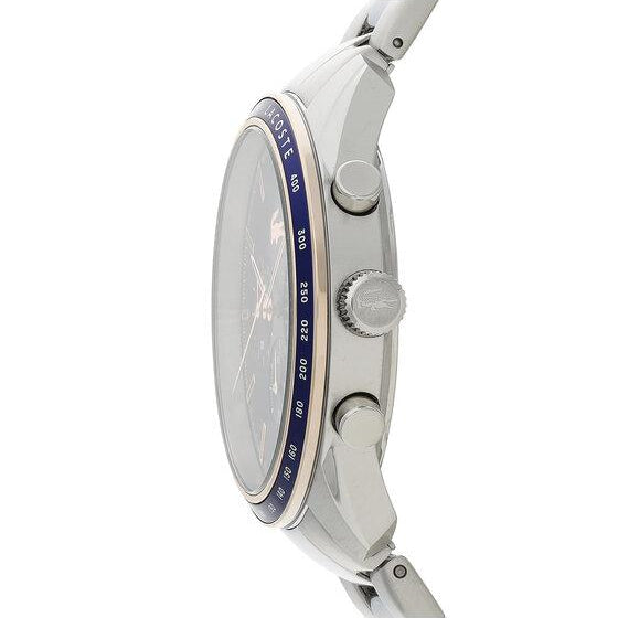Lacoste Boston Chronograph Blue Dial Silver Steel Strap Watch for Men - 2011081