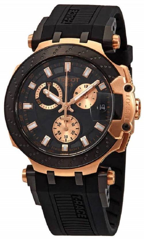 Tissot T Race Chronograph Black Dial Black Silicone Strap Watch For Men - T115.417.37.051.00