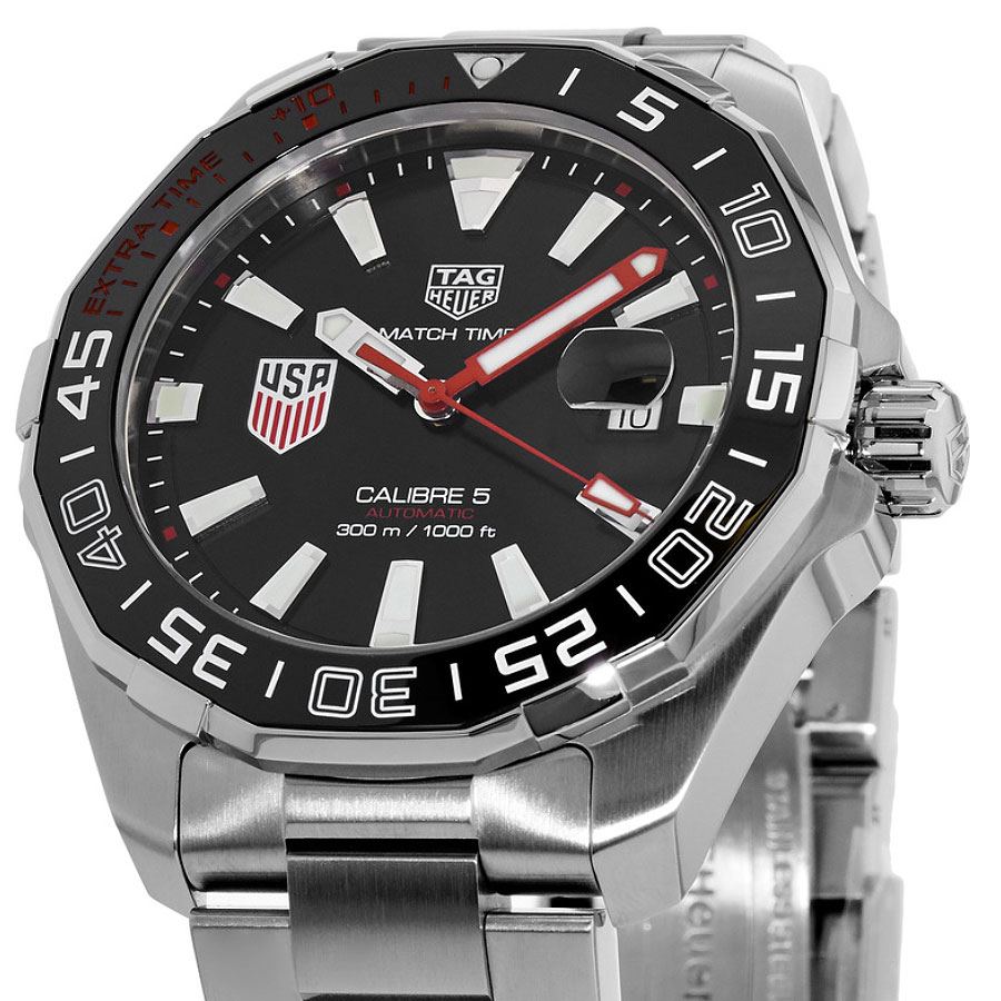 Shop Authentic Tag Heuer Aquaracer Automatic Match Timer Black Dial Silver Steel Strap Watch for Men - WAY201G.BA0927 - Luxxuri