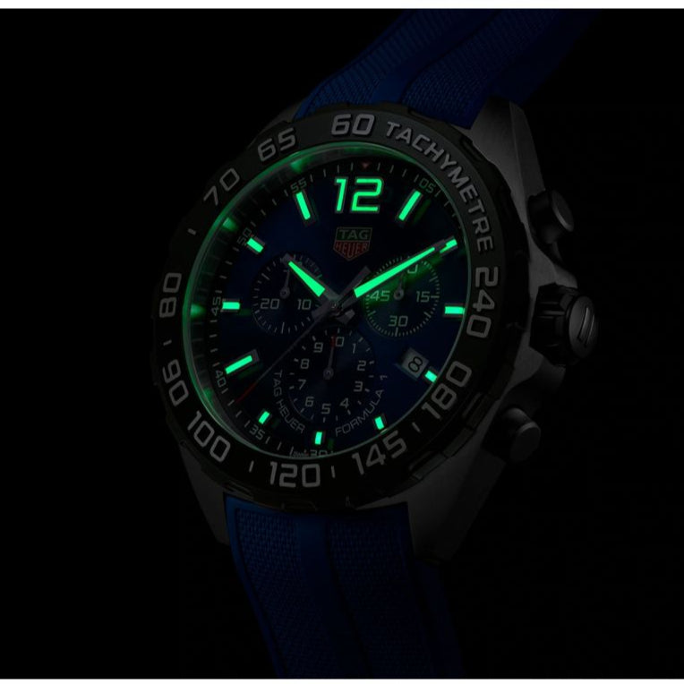 Tag Heuer Formula 1 Chronograph Blue Dial Blue Rubber Strap Watch for Men - CAZ101AV.FT8077