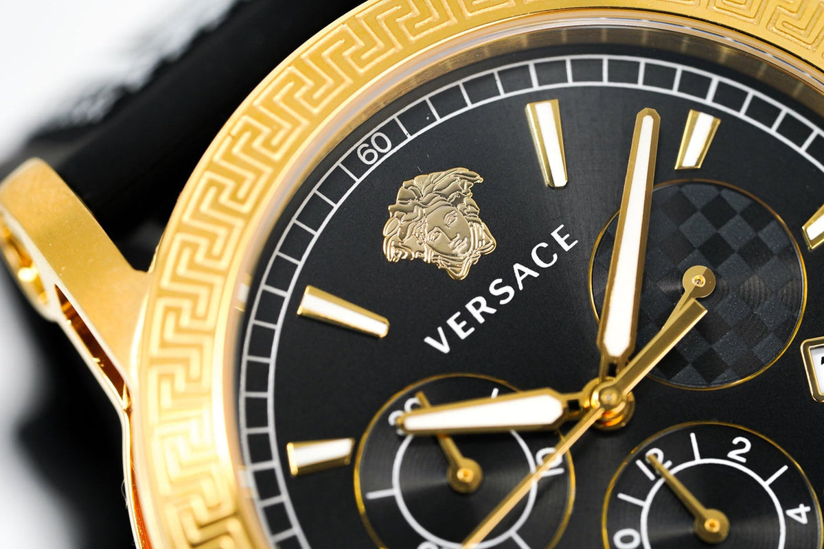 Versace Sports Tech Chronograph Black Dial Black Rubber Strap Watch for Men - VELT00119