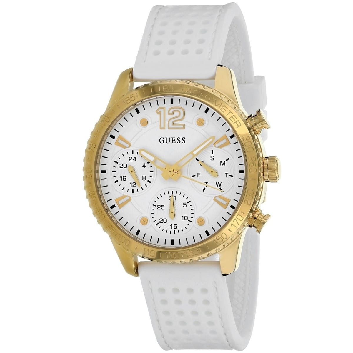Guess Marina Multifunction White Dial White Rubber Strap Watch for Women - W1025L5