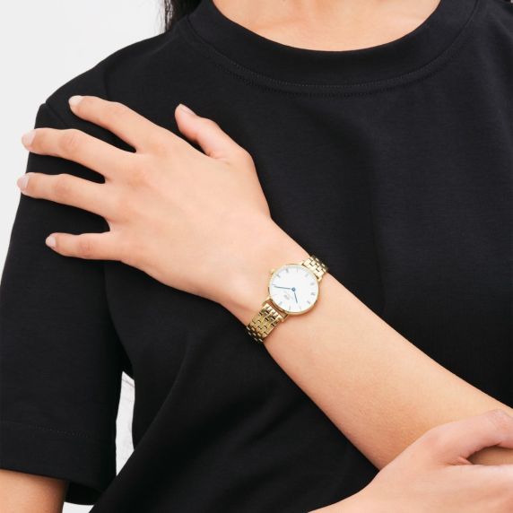 Daniel Wellington Iconic Link White Dial Silver Steel Strap Watch For Women - DW00100205