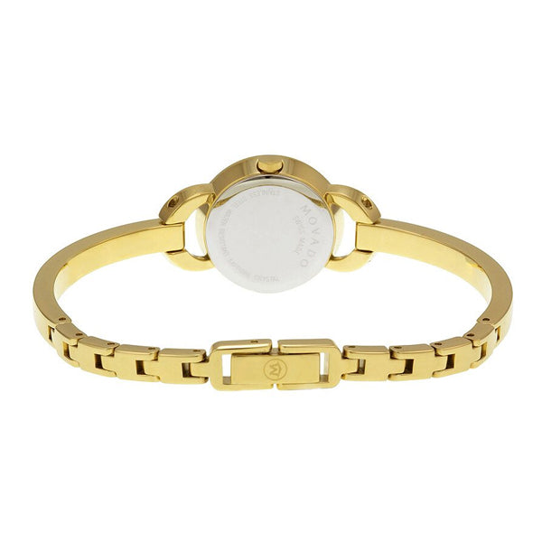 Movado Rondiro 22mm Black Dial Yellow Gold Steel Strap Watch For Women - 0606888