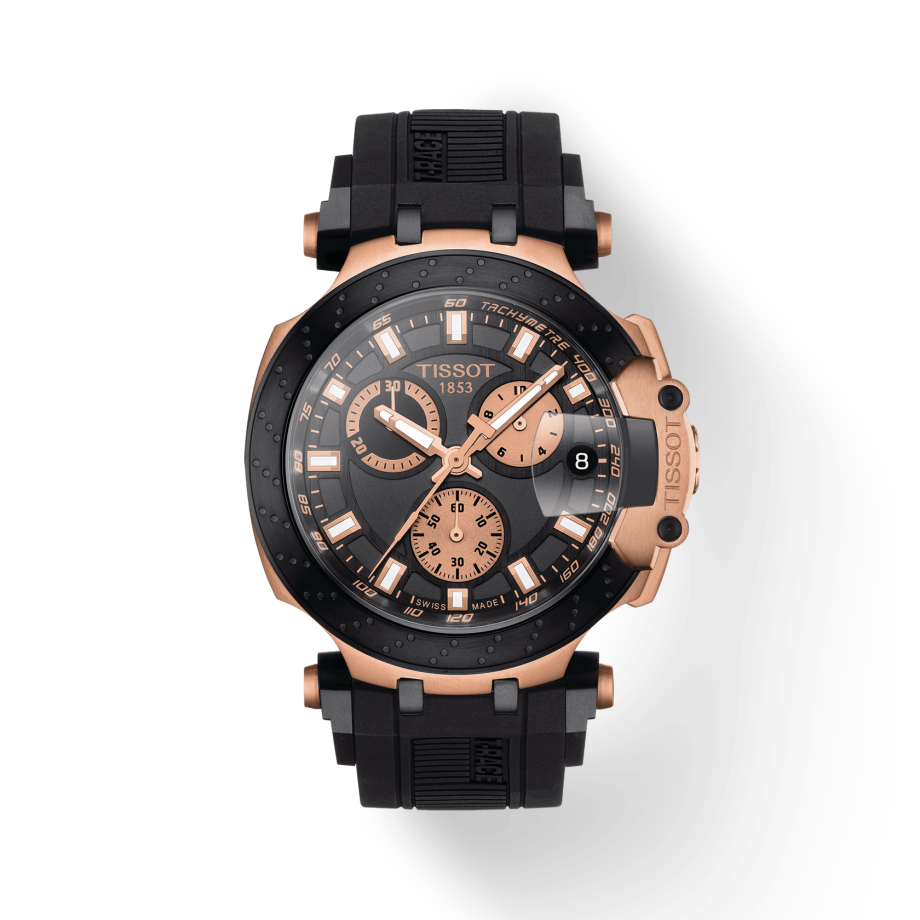 Tissot T Race Chronograph Black Dial Black Silicone Strap Watch For Men - T115.417.37.051.00