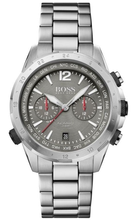 Hugo Boss Nomad Chronograph Grey Dial Silver Steel Strap Watch for Men - 1513774