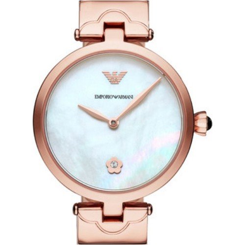 Emporio Armani Arianna White Mother of Pearl Dial Rose Gold Steel Strap Watch For Women - AR11236
