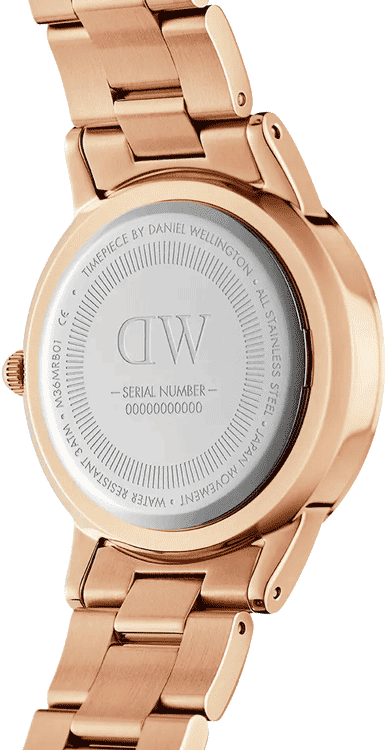 Daniel Wellington Iconic Link Black Dial Rose Gold Steel Strap Watch for Women - DW00100212