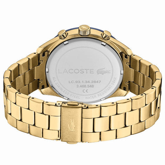 Lacoste Boston Blue Dial Gold Steel Strap Watch for Men - 2011096