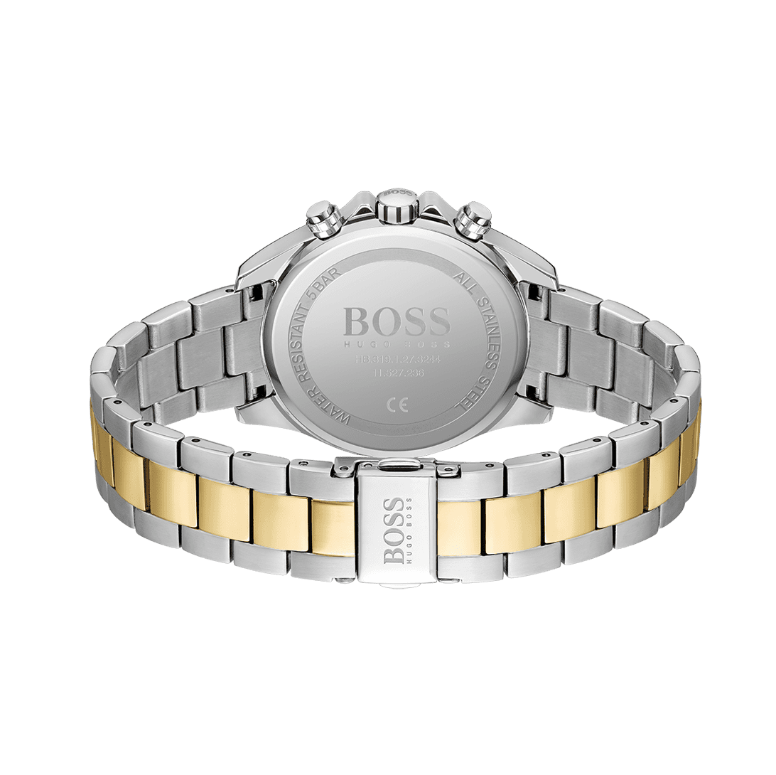 Hugo Boss Novia Chronograph Gold Dial Two Tone Steel Strap Watch for Women - 1502618