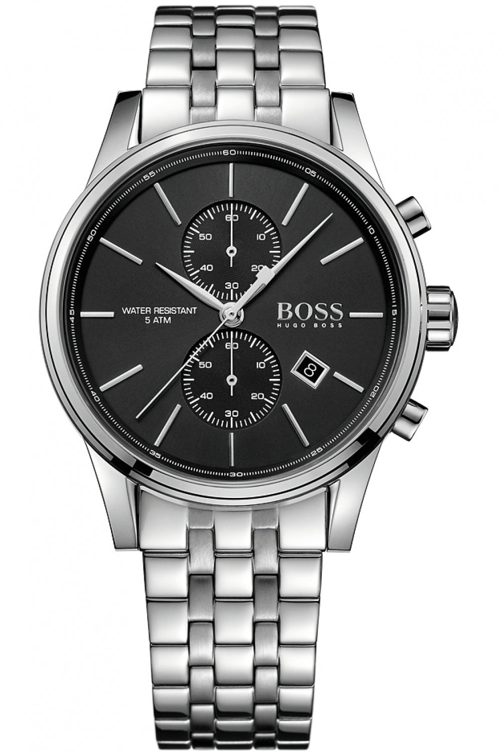 Hugo Boss Jet Chronograph Black Dial Silver Steel Strap Watch for Men - 1513383