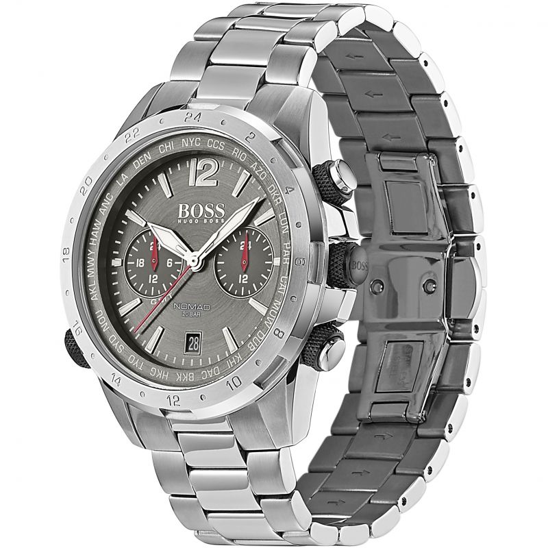 Hugo Boss Nomad Chronograph Grey Dial Silver Steel Strap Watch for Men - 1513774
