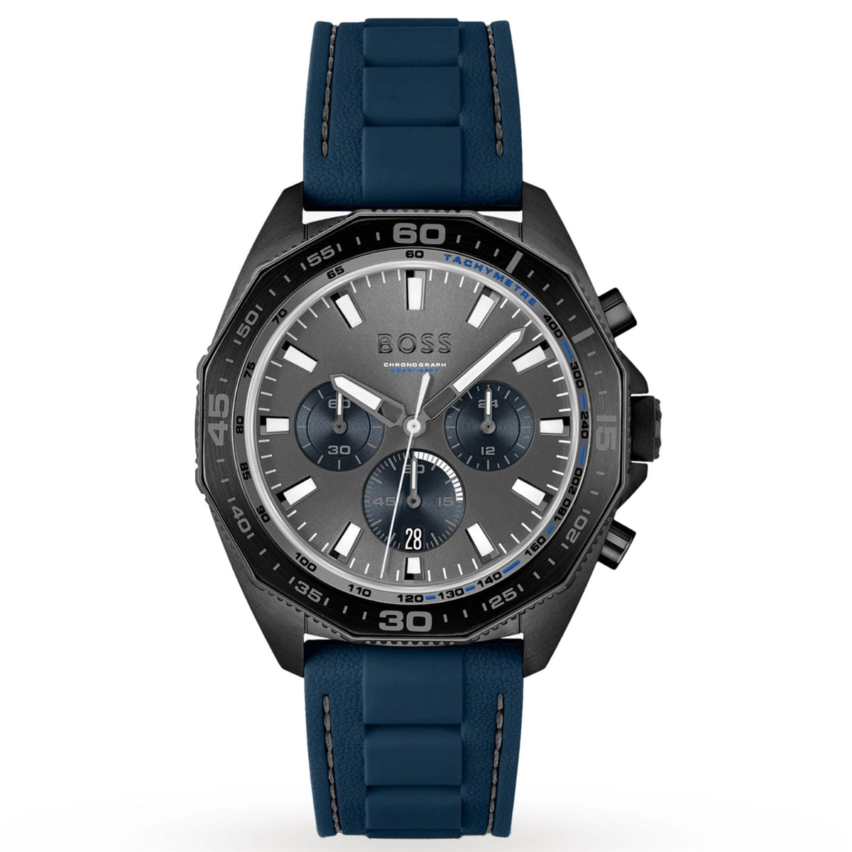 Hugo Boss Energy Chronograph Grey Dial Blue Rubber Strap Watch For Men - 1513972