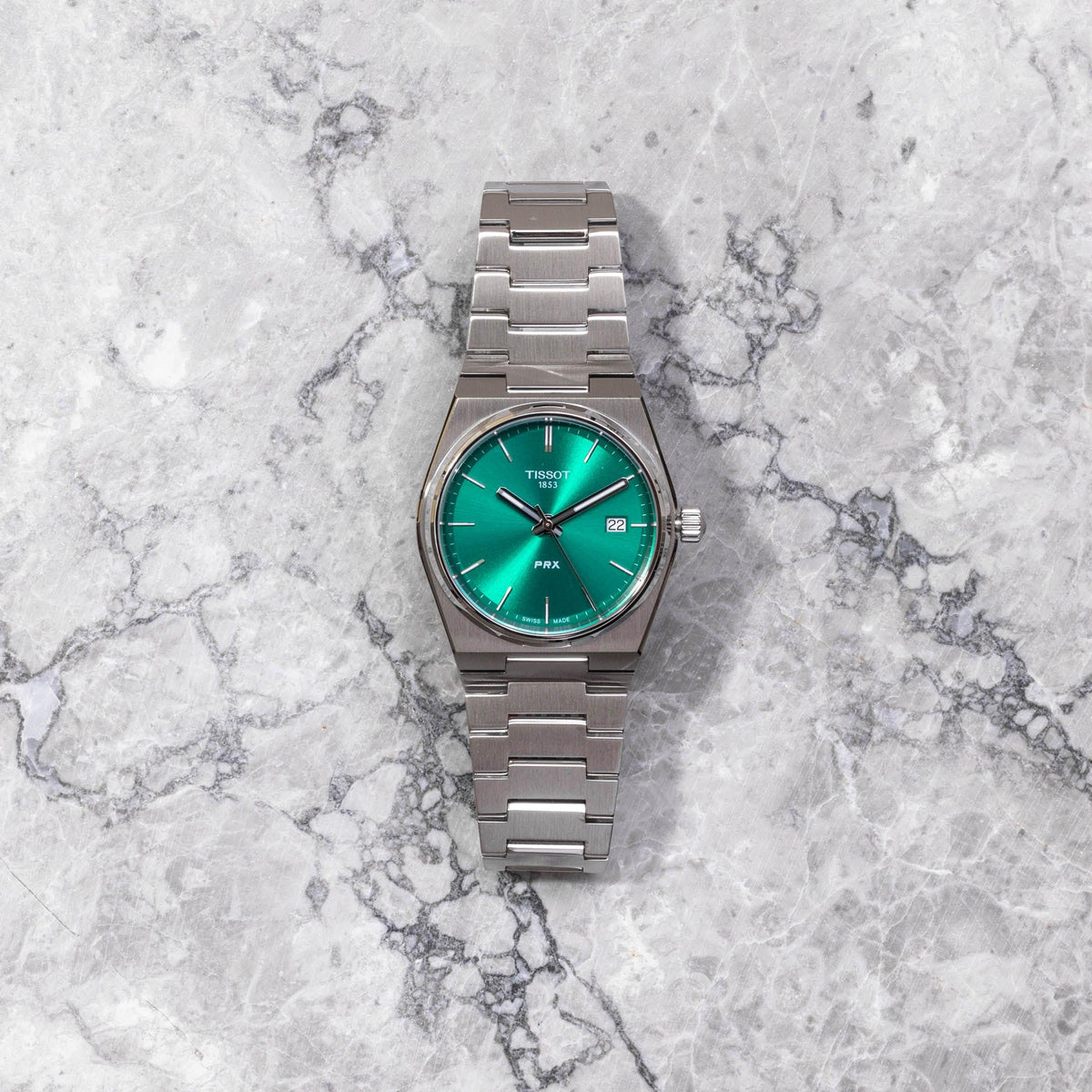 Tissot PRX Green Dial Silver Steel Strap Watch for Women - T137.210.11.081.00