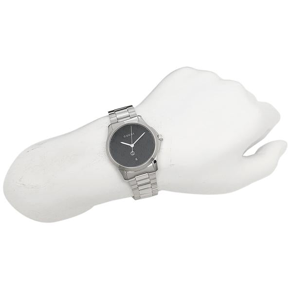 Gucci G Timeless Black Dial Silver Steel Strap Watch For Men - YA126522