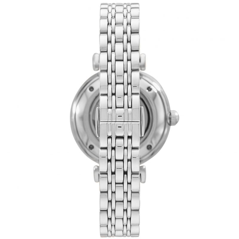 Emporio Armani Meccanico Gianni T-Bar Automatic Silver Dial Silver Steel Strap Watch For Women - AR60022